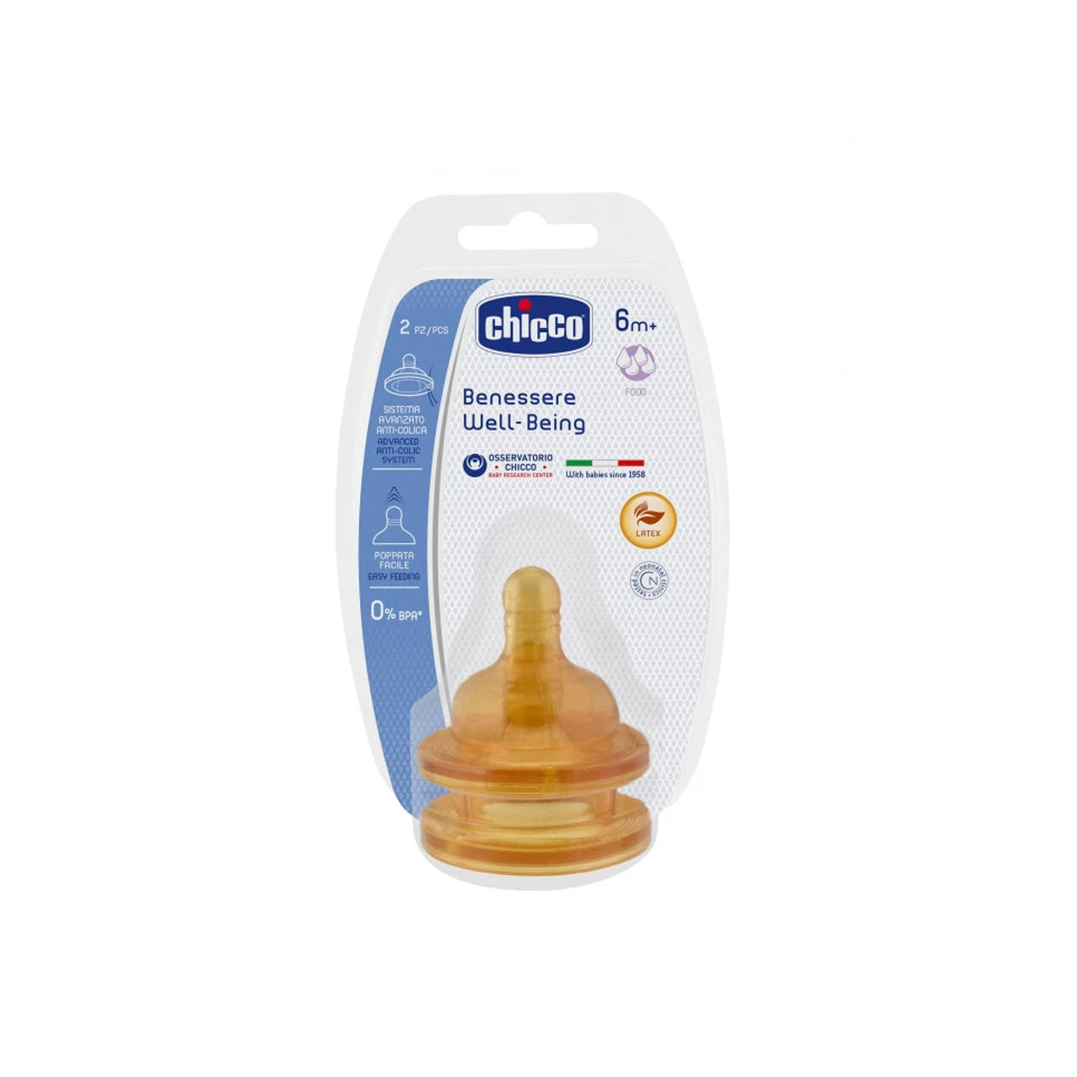 Chicco Rubber Latex Teat Food Flow +6 months
